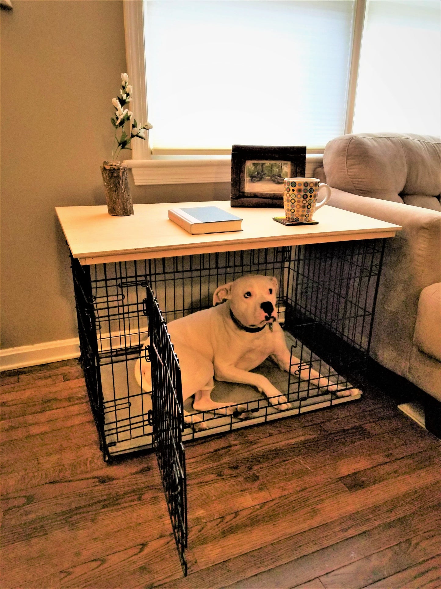Classic Edge | Stylish Wood Dog Crate Topper - Secure Fit, Pet-Safe Finish