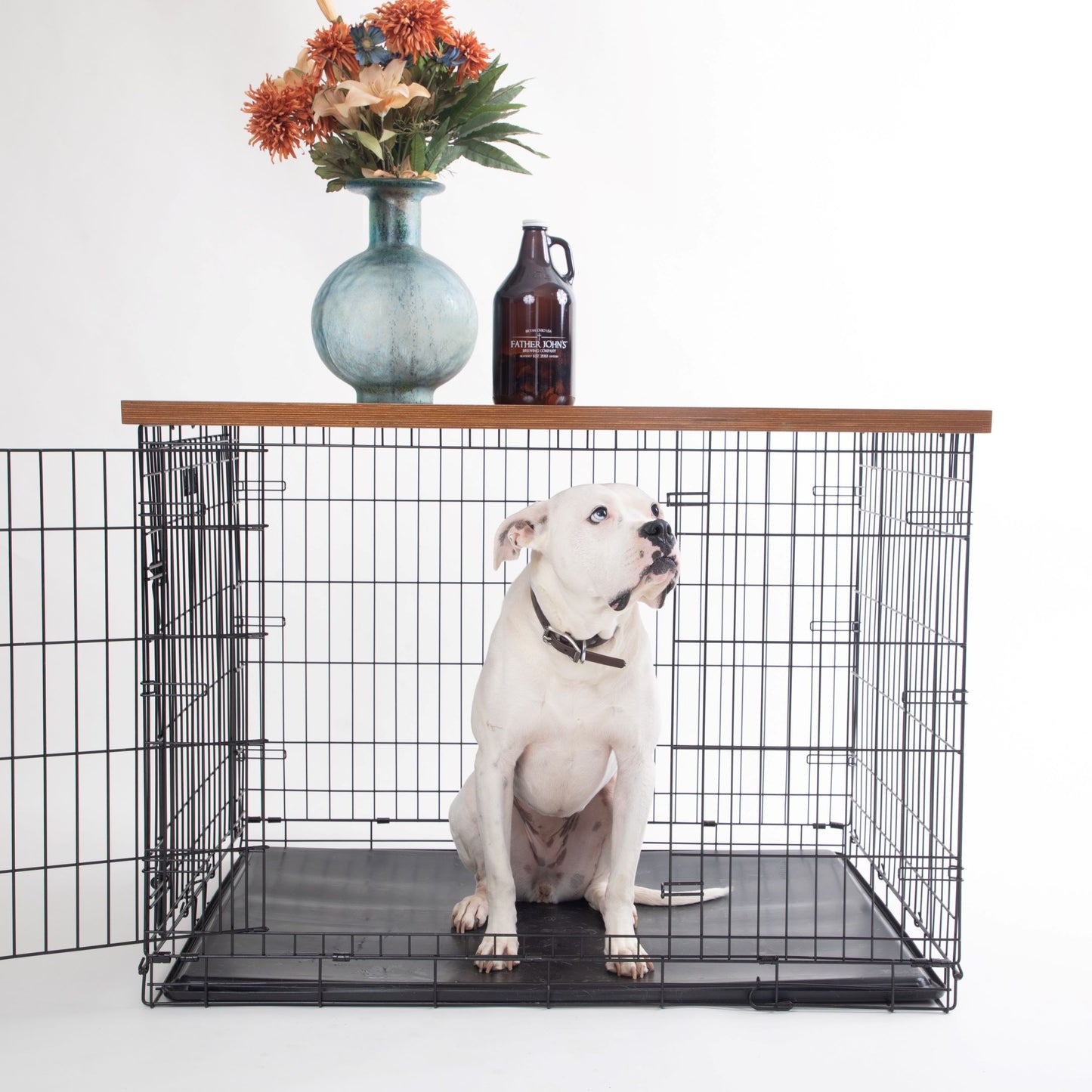 Comfort Edge | Stylish Wood Dog Crate Topper - Secure Fit, Pet-Safe Finish