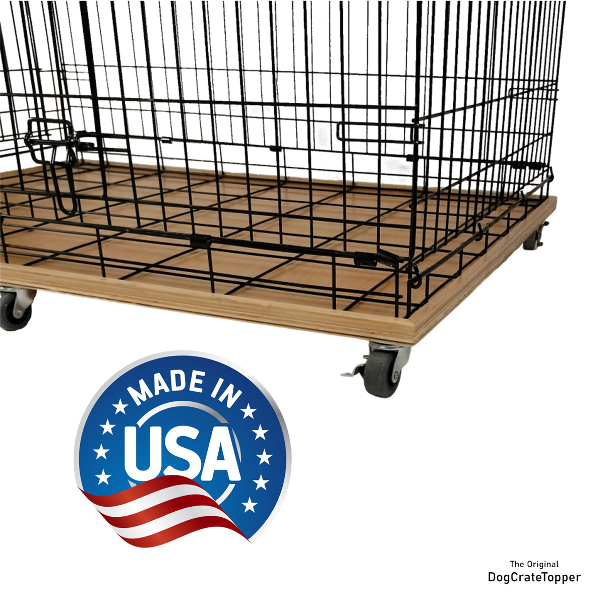 Crate Base with Wheels | Custom Fit and Finish | DogCrateTopper