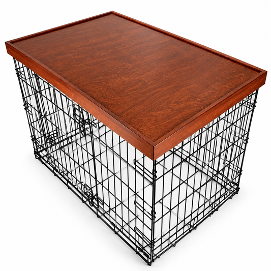 Tall Comfort Edge | Choose Your Finish | Stylish Wood Dog Crate Topper - Secure Fit, Pet-Safe Finish