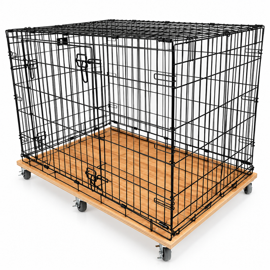 Crate Base with Wheels | Choose Your Finish | Stylish Wood Dog Crate Base - Secure Fit, Pet-Safe Finish