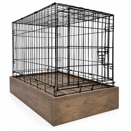 Raised Crate Base | Choose Your Finish | Stylish Wood Dog Crate Base - Secure Fit, Pet-Safe Finish