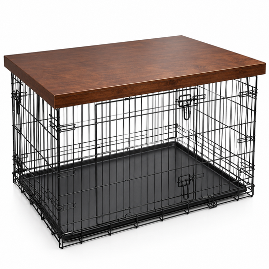Tall Modern Edge | Choose Your Finish | Stylish Wood Dog Crate Topper - Secure Fit, Pet-Safe Finish