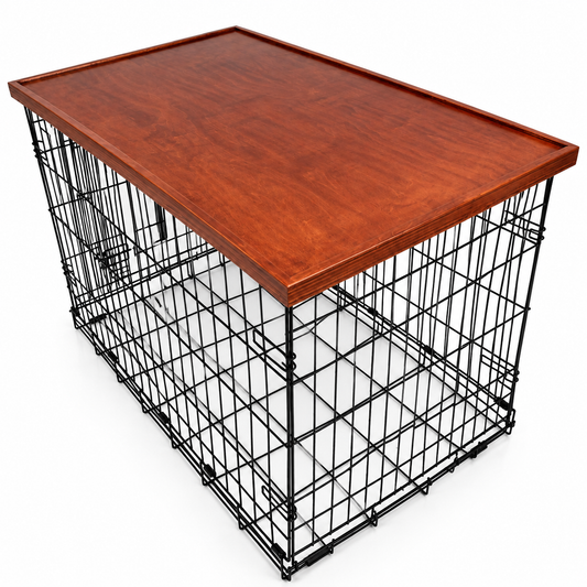 Comfort Edge | Choose Your Finish | Stylish Wood Dog Crate Topper - Secure Fit, Pet-Safe Finish