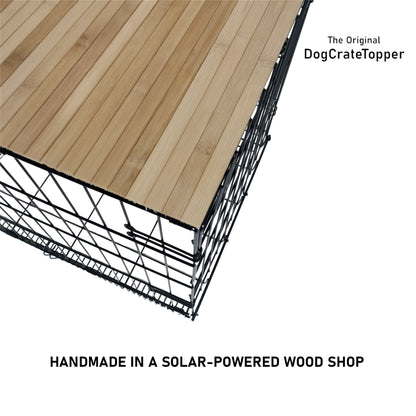 Bamboo Topper, Caramel Finish | Stylish Wood Dog Crate Topper - Secure Fit, Pet - Safe Finish - dogcratetopper.com