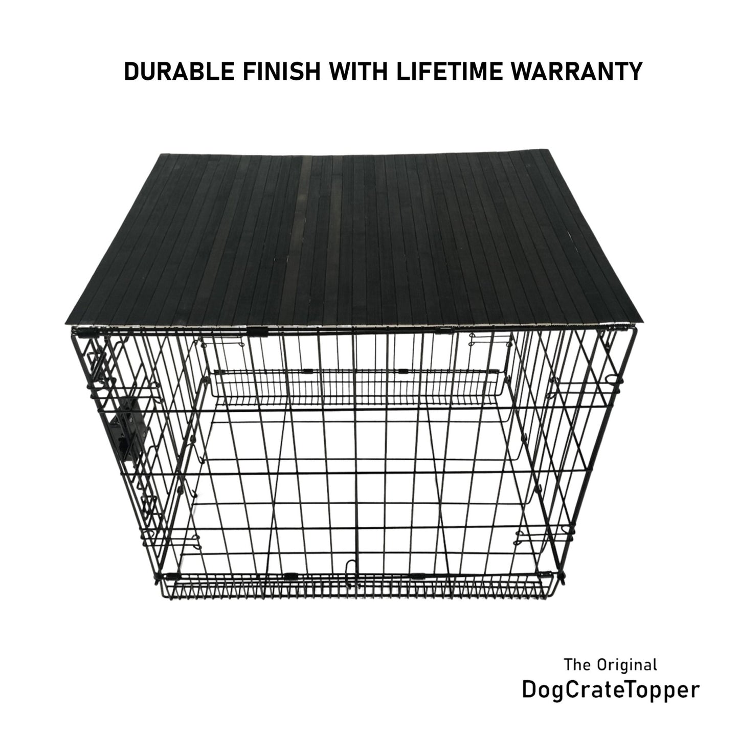 Bamboo Topper, Ebony Finish | Stylish Wood Dog Crate Topper - Pet - Safe Finish - dogcratetopper.com