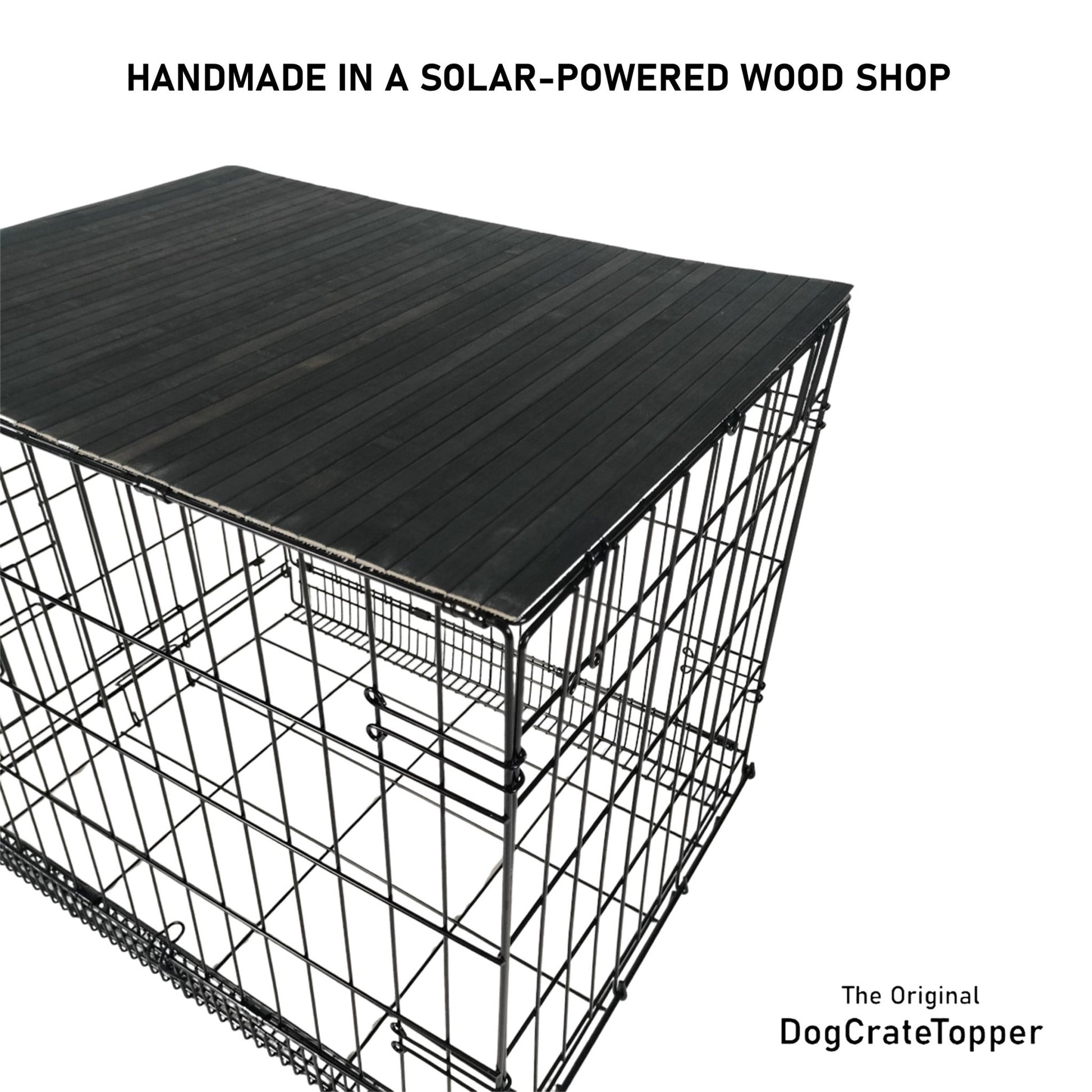 Bamboo Topper, Ebony Finish | Stylish Wood Dog Crate Topper - Pet - Safe Finish - dogcratetopper.com