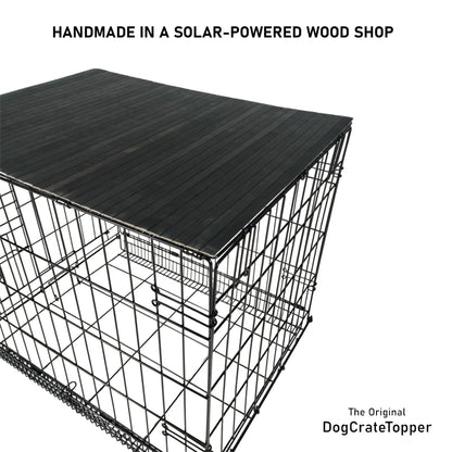 Bamboo Topper, Ebony Finish | Stylish Wood Dog Crate Topper - Pet - Safe Finish - dogcratetopper.com