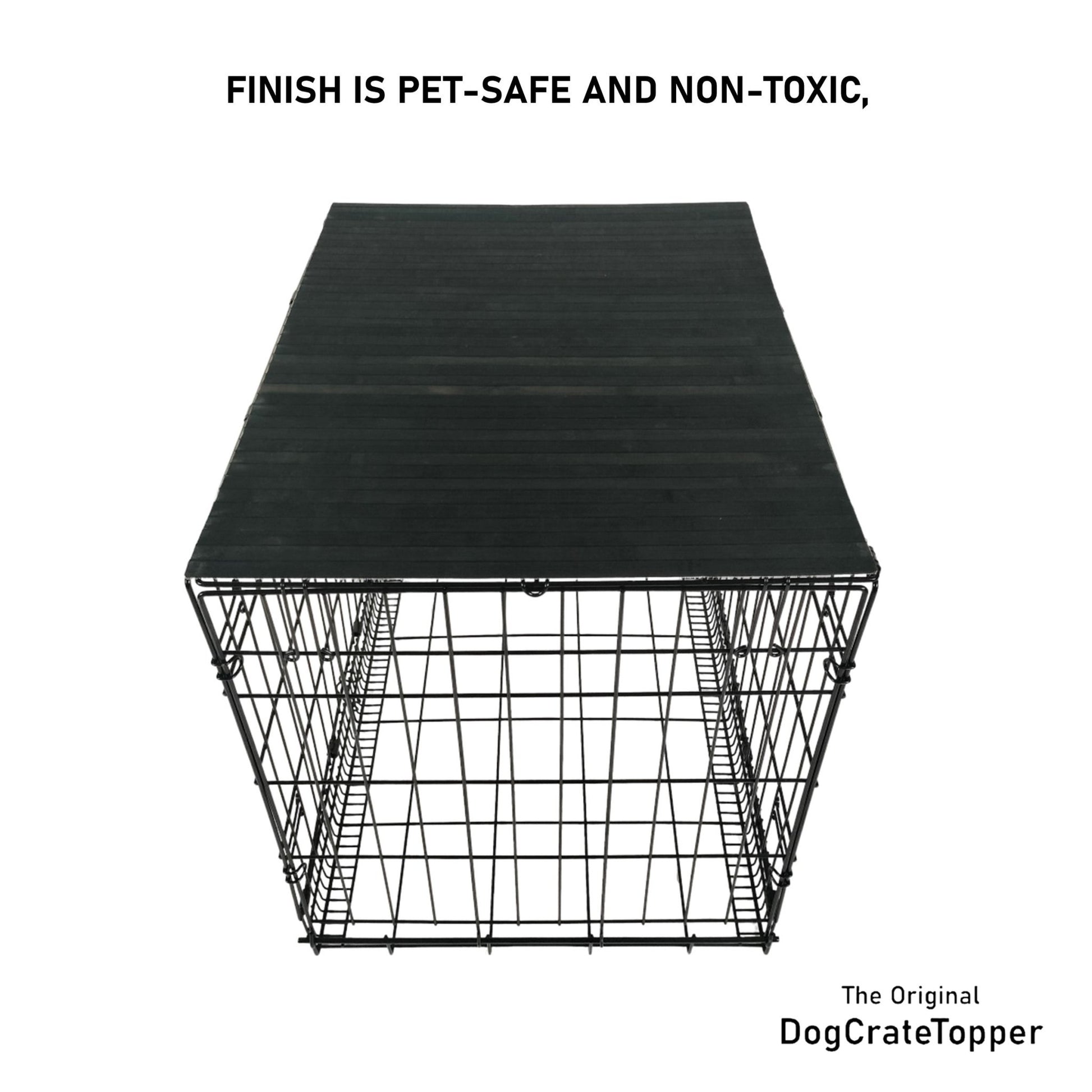 Bamboo Topper, Ebony Finish | Stylish Wood Dog Crate Topper - Pet - Safe Finish - dogcratetopper.com