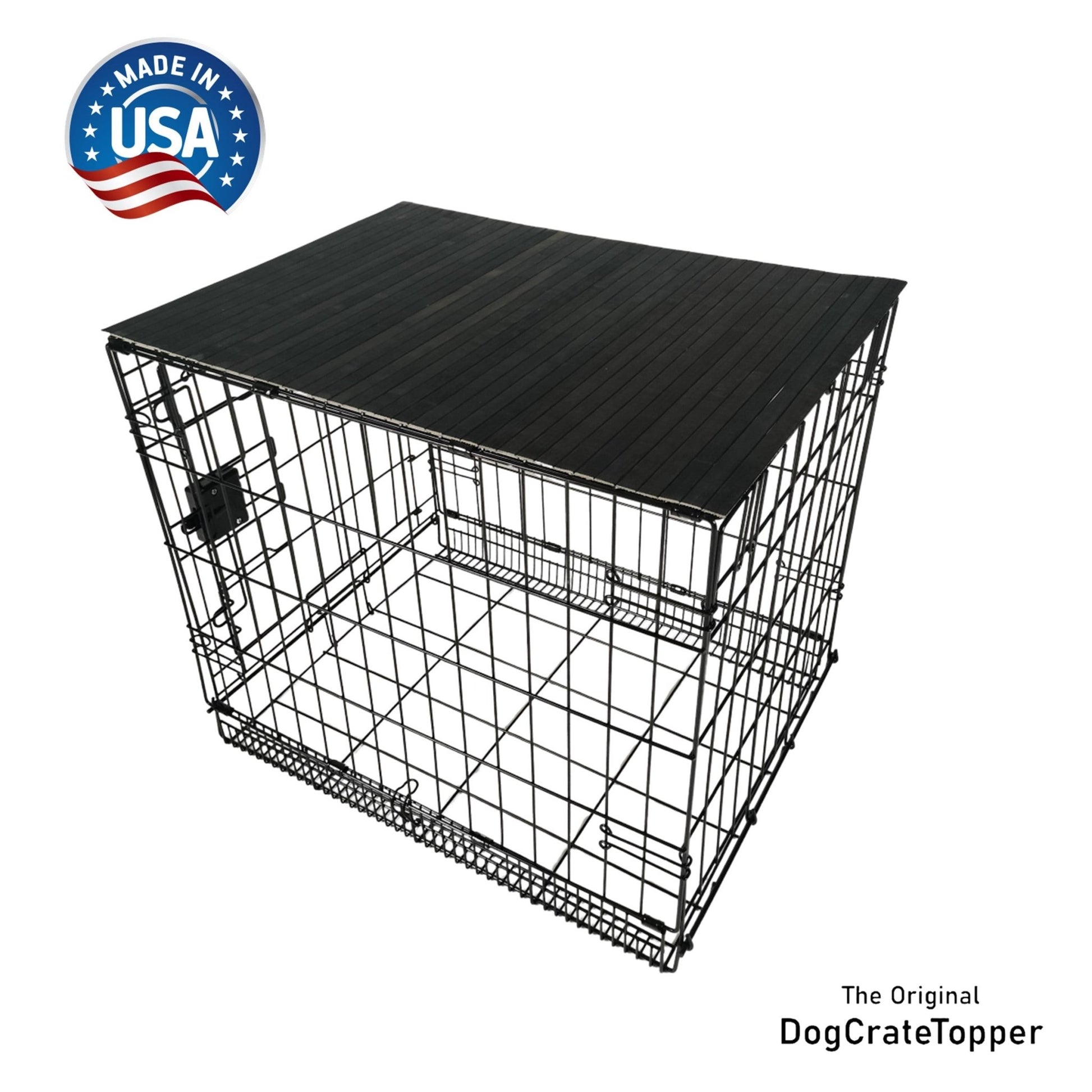 Bamboo Topper, Ebony Finish | Stylish Wood Dog Crate Topper - Pet - Safe Finish - dogcratetopper.com