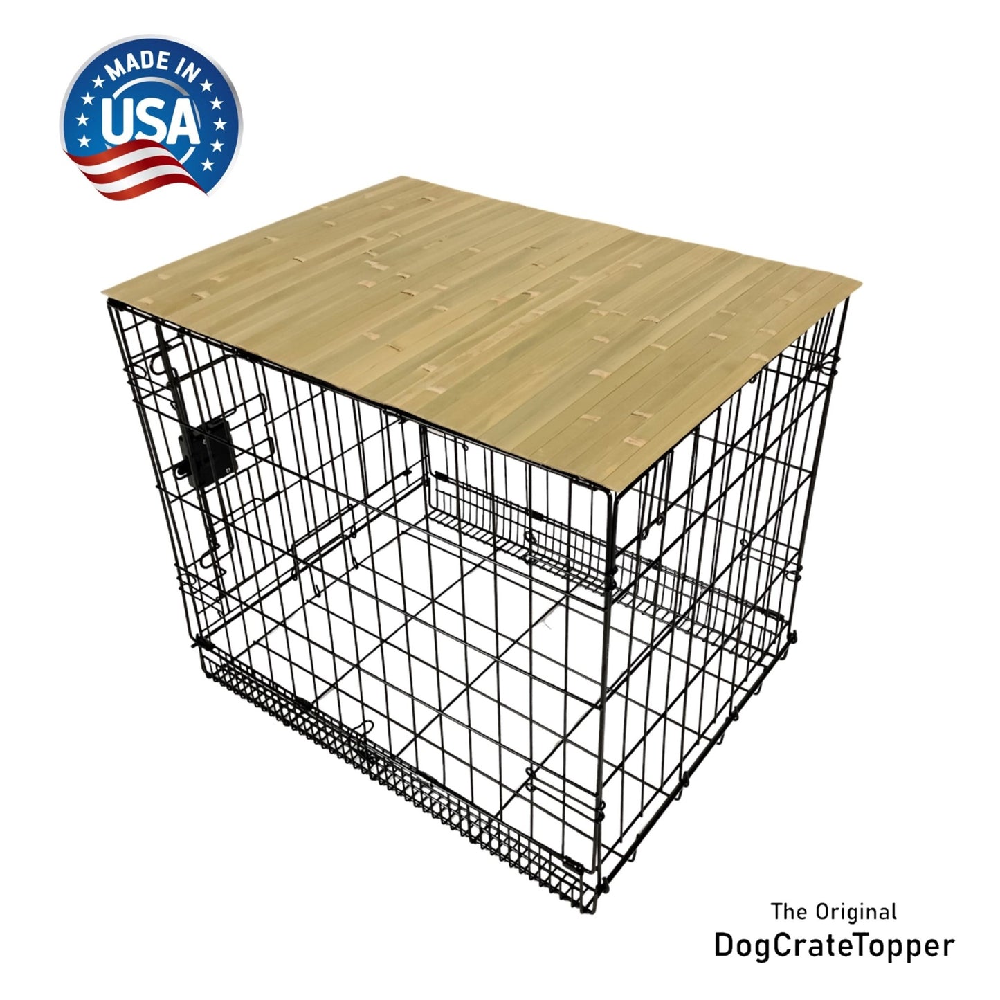 Bamboo Topper, Green Finish | Stylish Wood Dog Crate Topper - Pet - Safe Finish - dogcratetopper.com