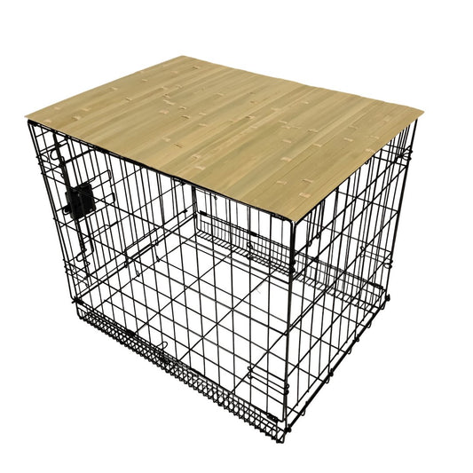 Bamboo Topper, Green Finish | Stylish Wood Dog Crate Topper - Pet - Safe Finish - dogcratetopper.com