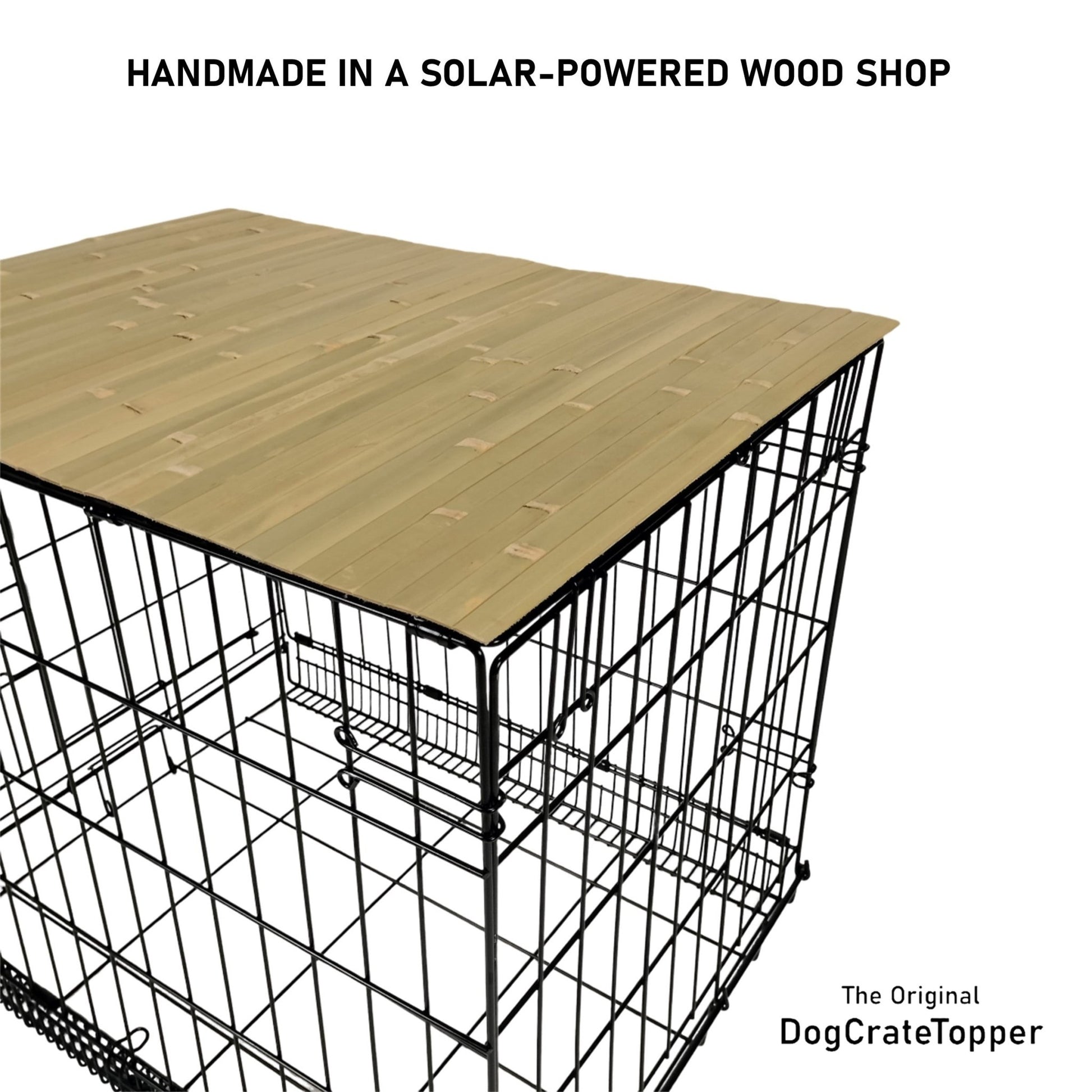 Bamboo Topper, Green Finish | Stylish Wood Dog Crate Topper - Pet - Safe Finish - dogcratetopper.com