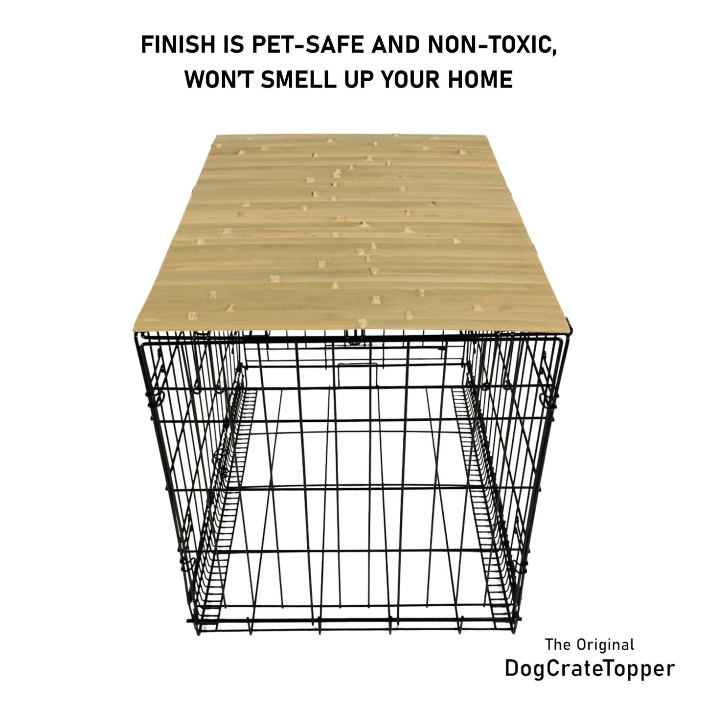 Bamboo Topper, Green Finish | Stylish Wood Dog Crate Topper - Pet - Safe Finish - dogcratetopper.com