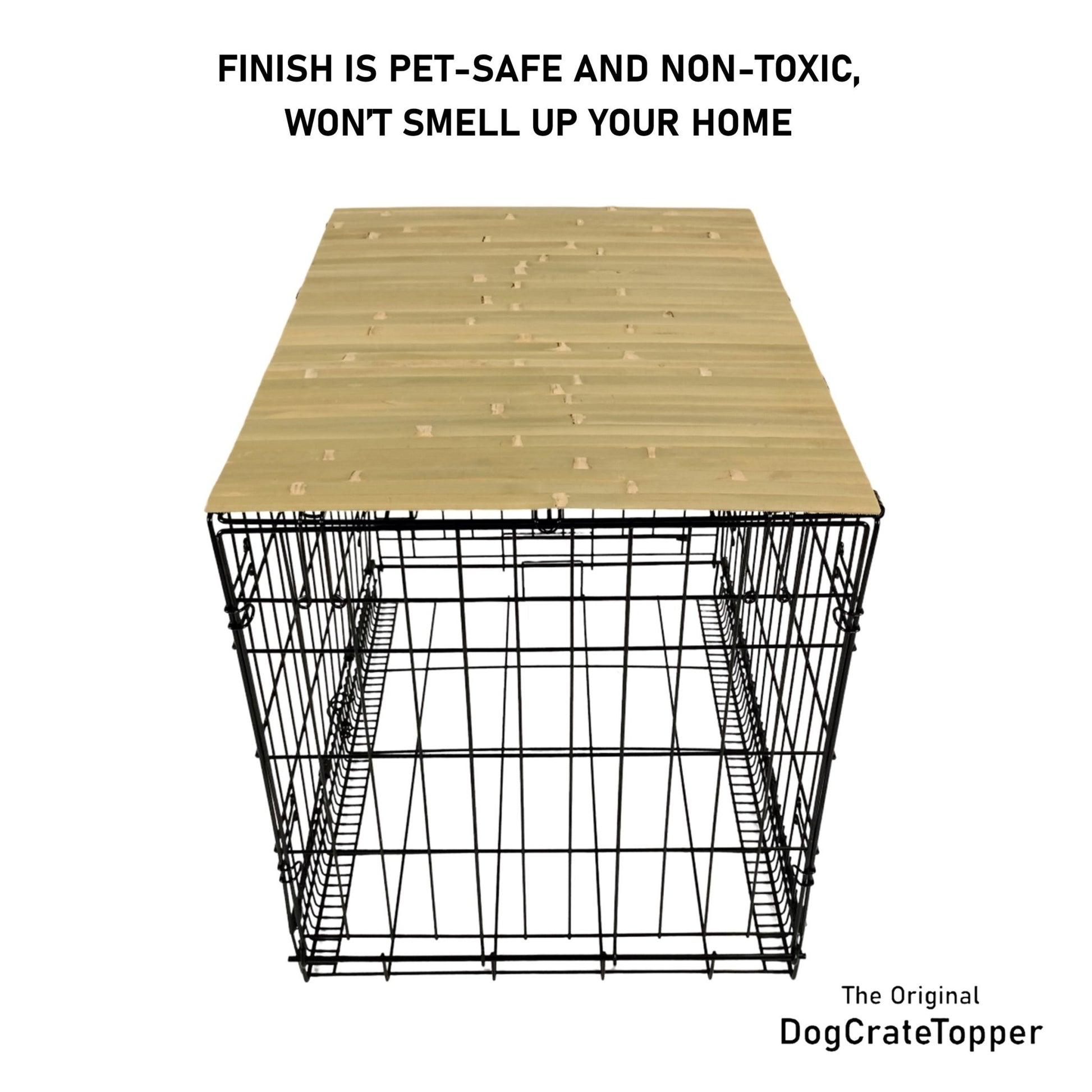 Bamboo Topper, Green Finish | Stylish Wood Dog Crate Topper - Pet - Safe Finish - dogcratetopper.com