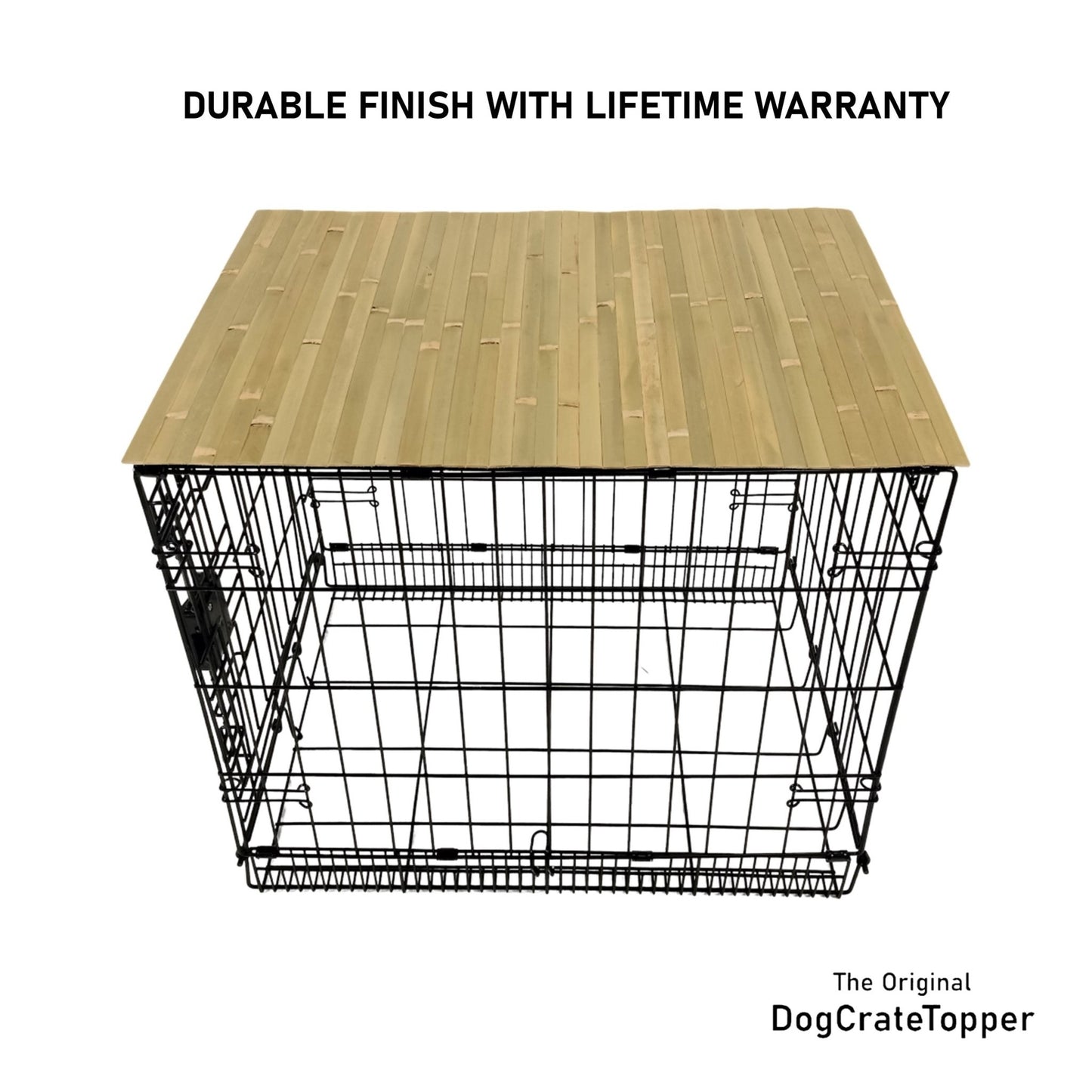 Bamboo Topper, Green Finish | Stylish Wood Dog Crate Topper - Pet - Safe Finish - dogcratetopper.com