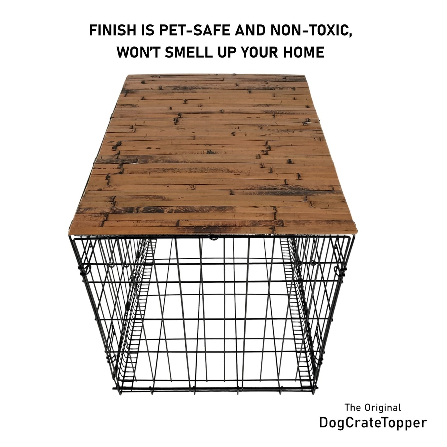 Bamboo Topper, Mocha Finish | Stylish Wood Dog Crate Topper - Pet - Safe Finish - dogcratetopper.com