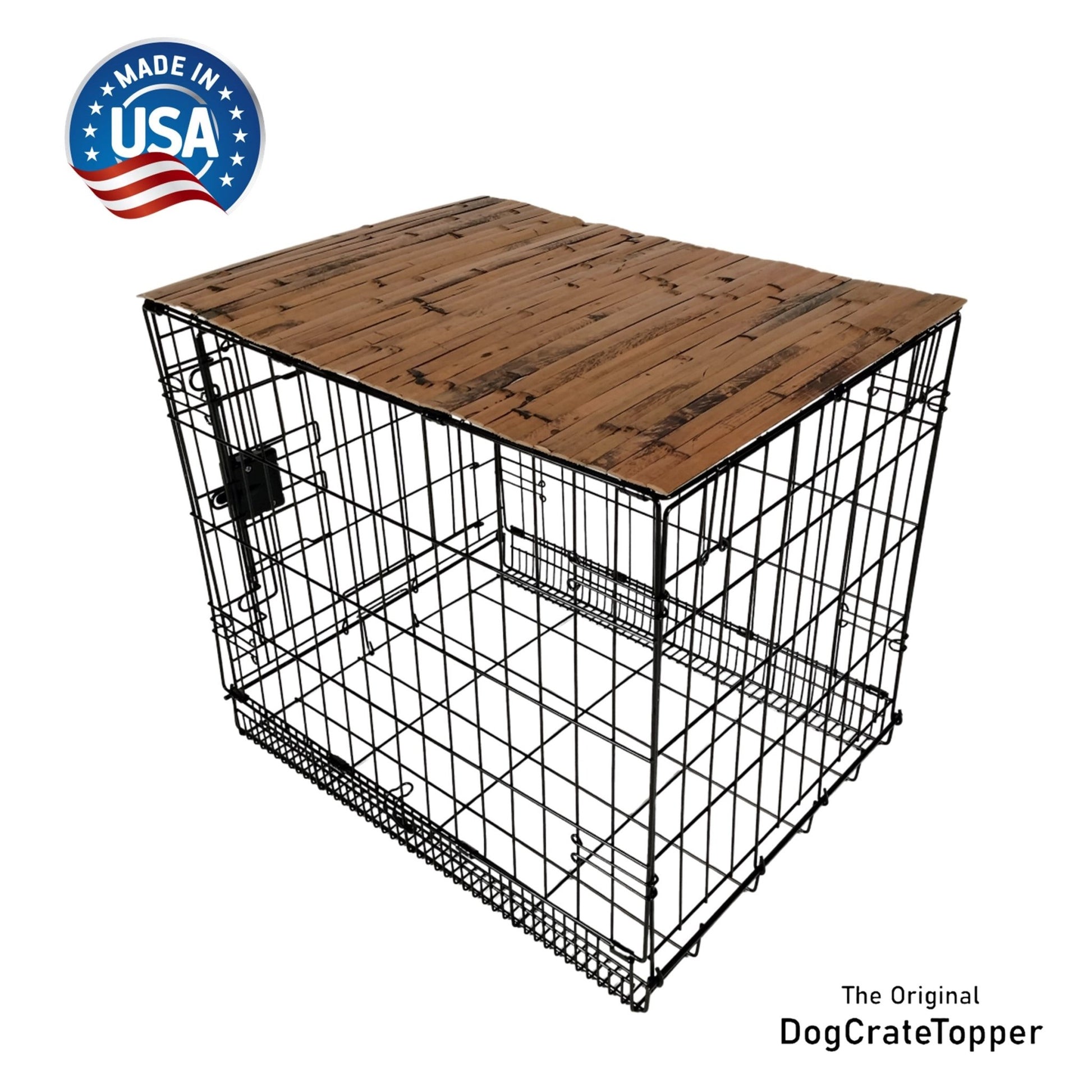 Bamboo Topper, Mocha Finish | Stylish Wood Dog Crate Topper - Pet - Safe Finish - dogcratetopper.com