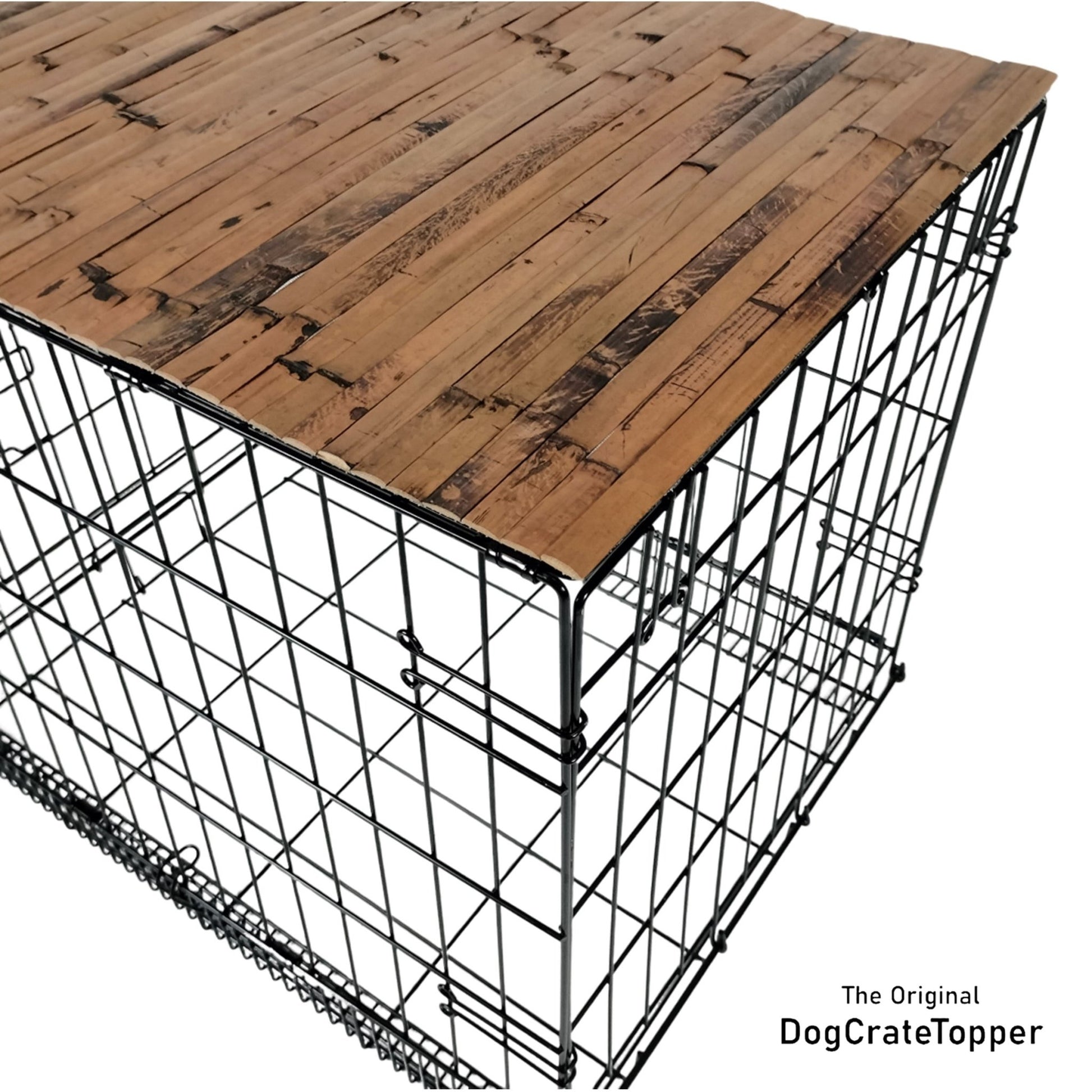 Bamboo Topper, Mocha Finish | Stylish Wood Dog Crate Topper - Pet - Safe Finish - dogcratetopper.com