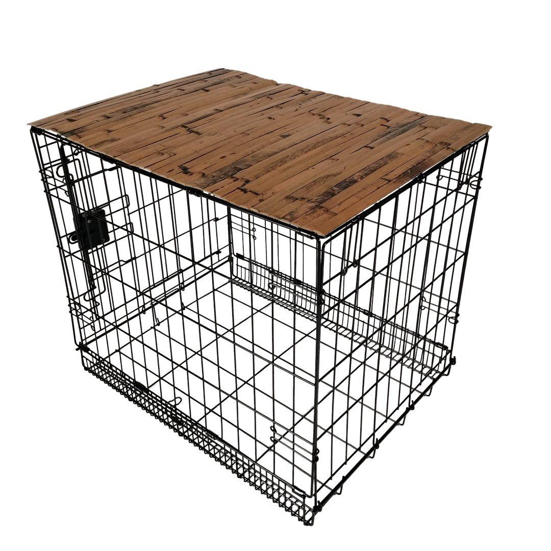 Bamboo Topper, Mocha Finish | Stylish Wood Dog Crate Topper - Pet - Safe Finish - dogcratetopper.com