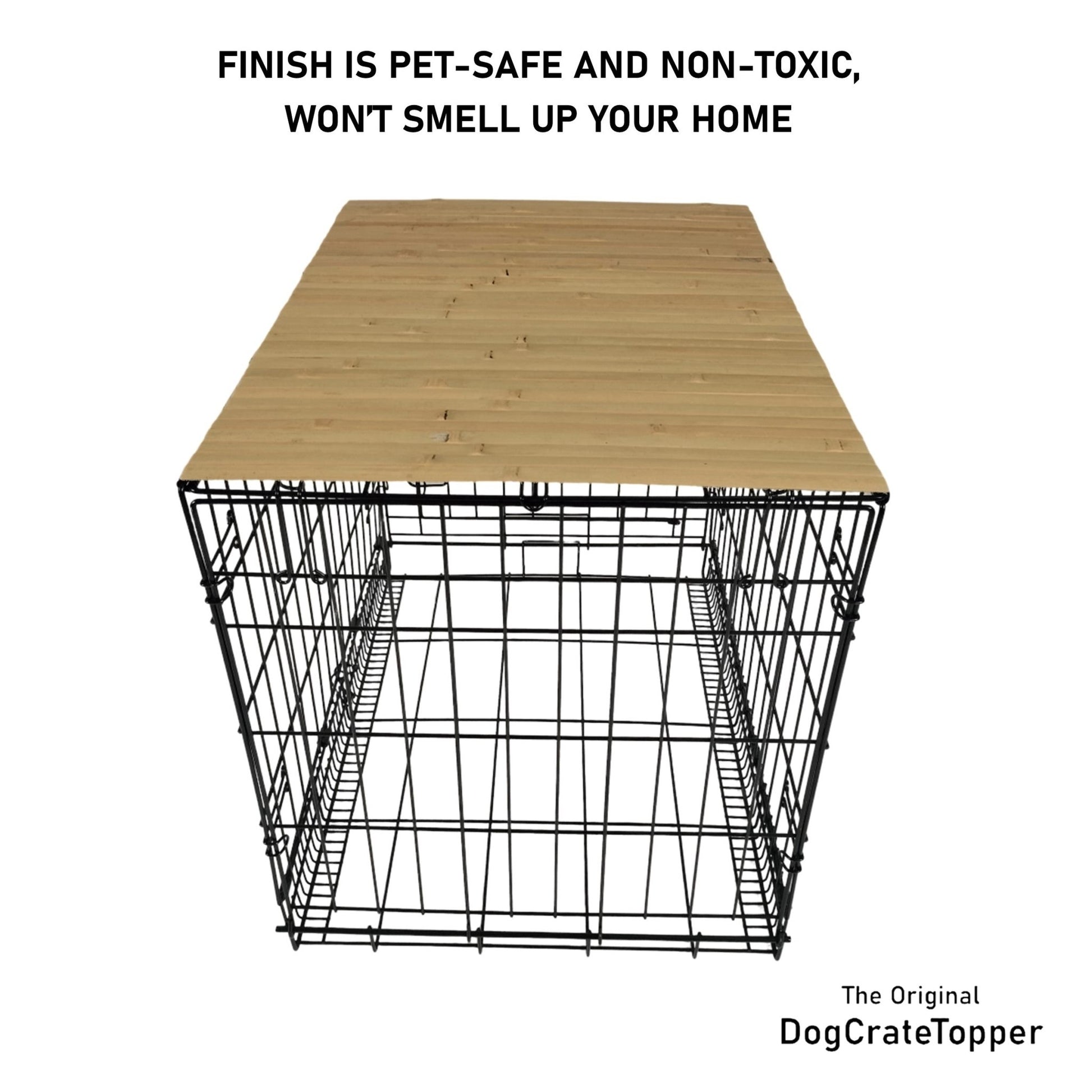 Bamboo Topper, Natural Finish | Stylish Wood Dog Crate Topper - Pet - Safe Finish - dogcratetopper.com