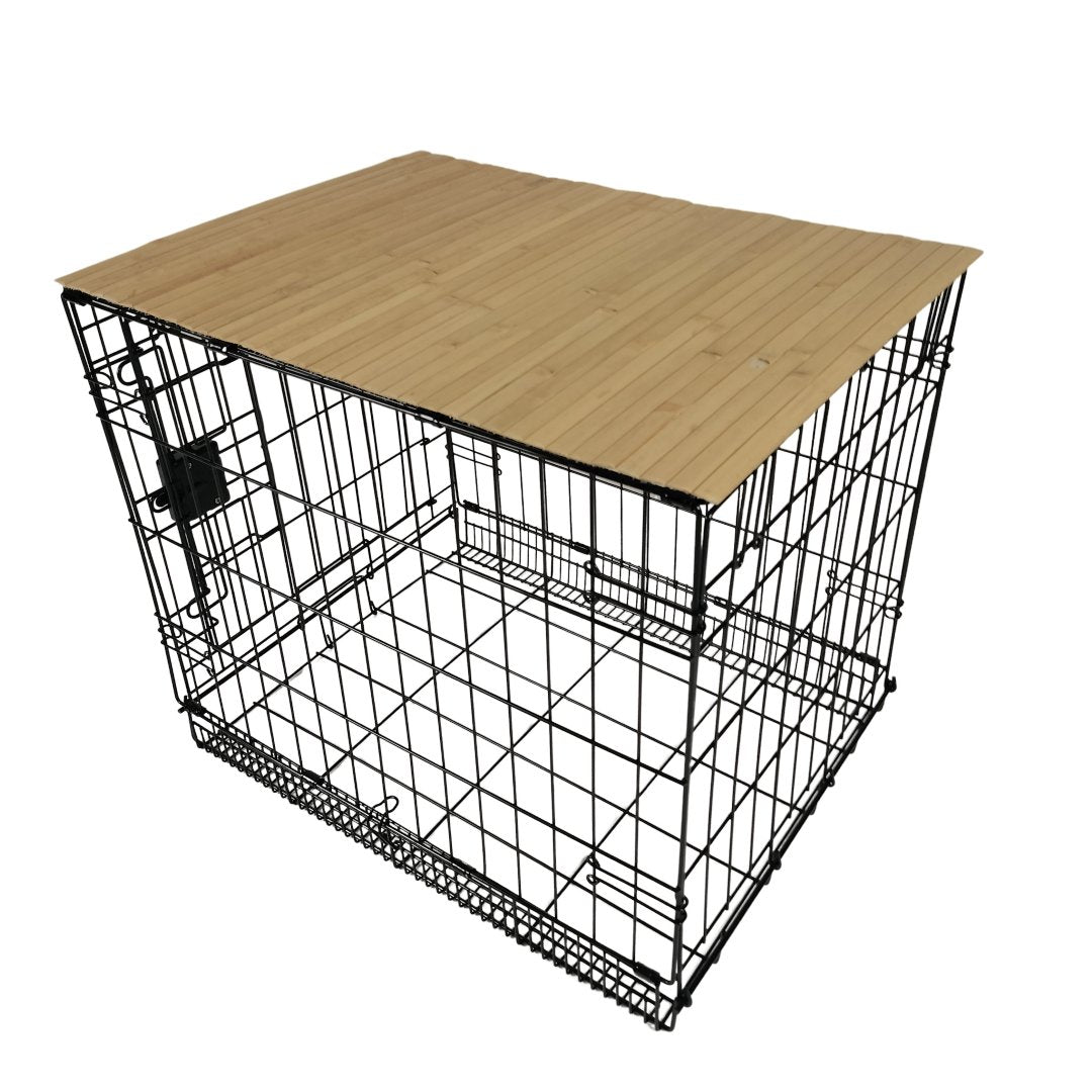 Bamboo Topper, Natural Finish | Stylish Wood Dog Crate Topper - Pet - Safe Finish - dogcratetopper.com