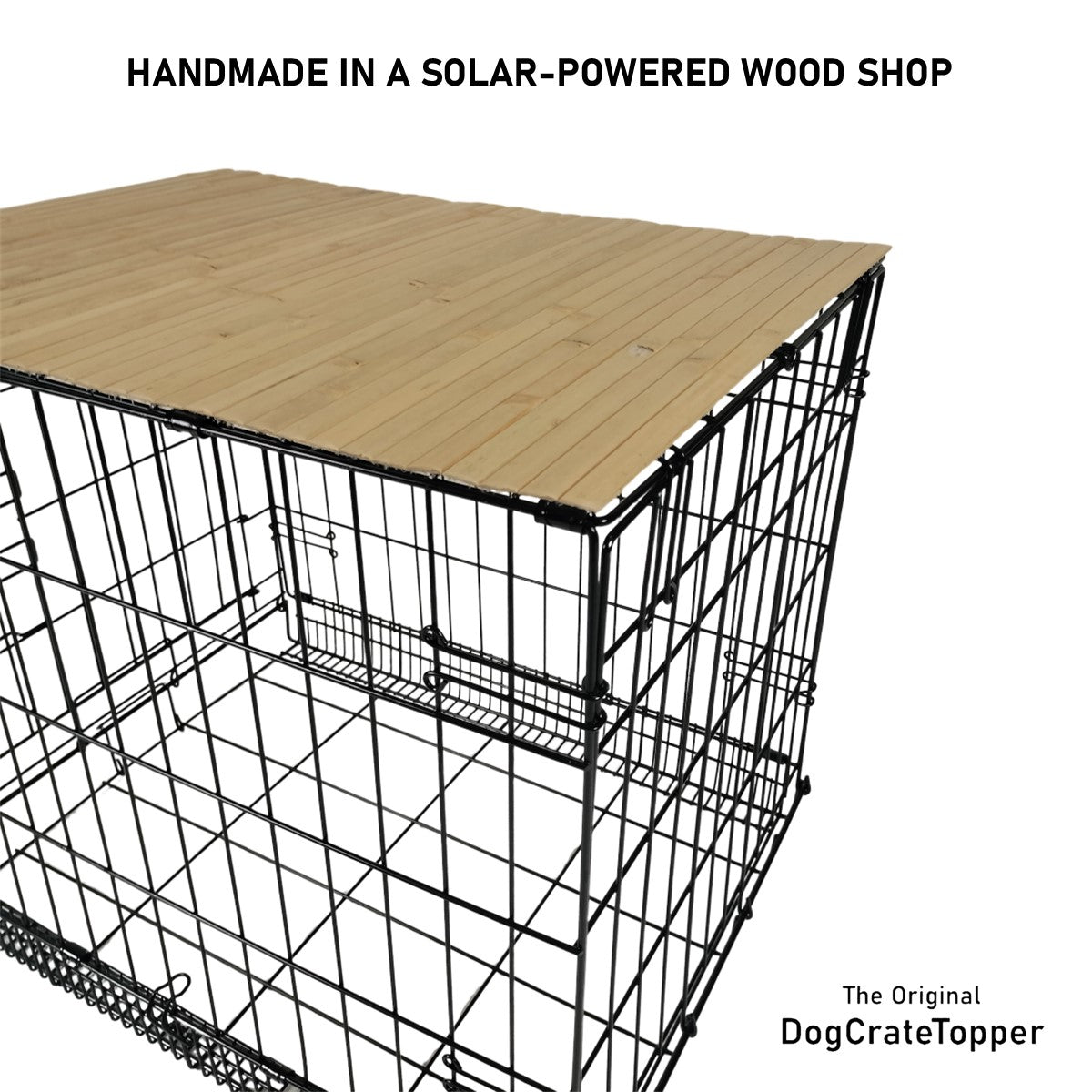 Bamboo Topper, Natural Finish | Stylish Wood Dog Crate Topper - Pet - Safe Finish - dogcratetopper.com