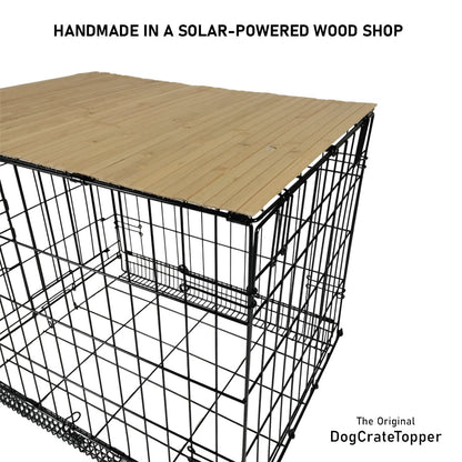 Bamboo Topper, Natural Finish | Stylish Wood Dog Crate Topper - Pet - Safe Finish - dogcratetopper.com