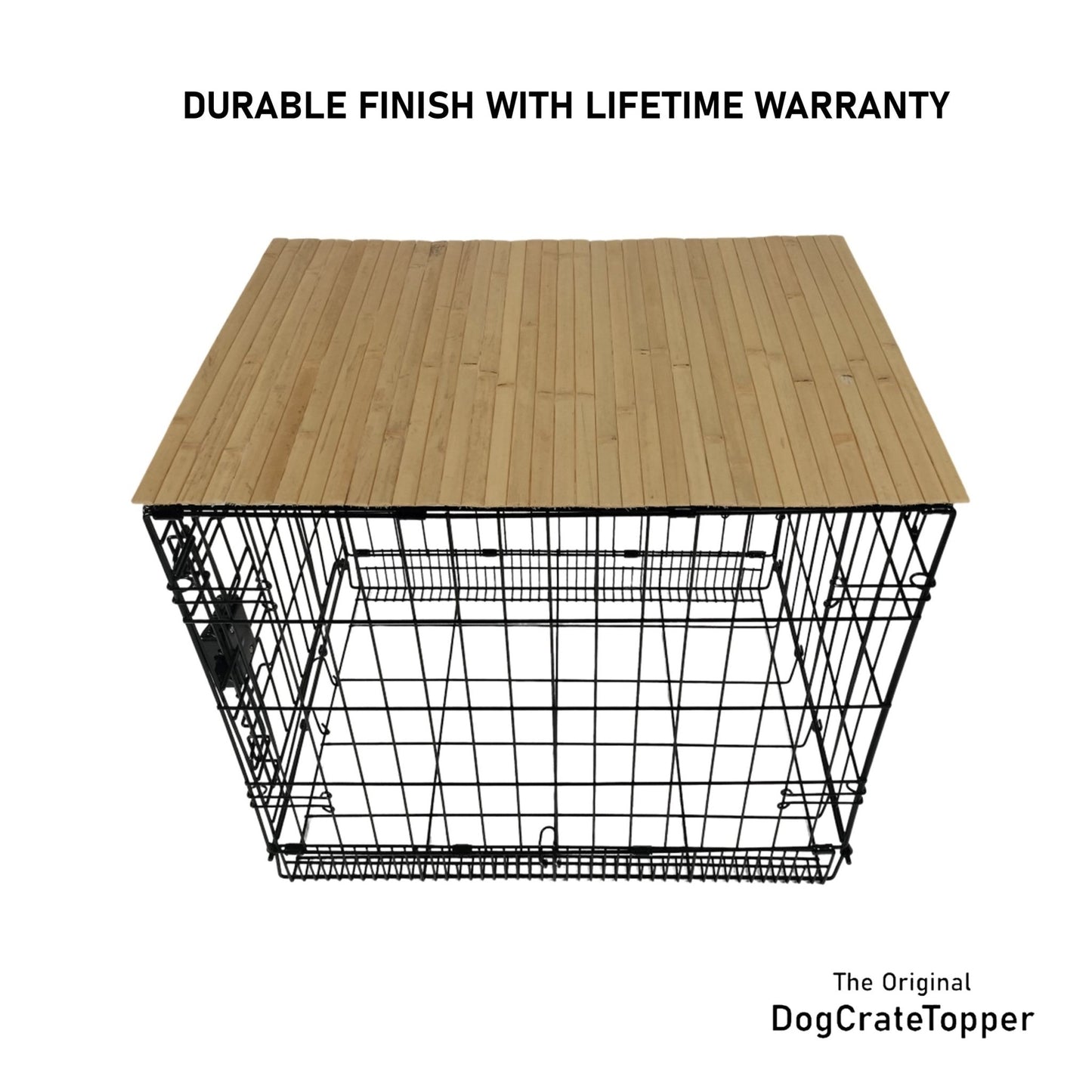 Bamboo Topper, Natural Finish | Stylish Wood Dog Crate Topper - Pet - Safe Finish - dogcratetopper.com