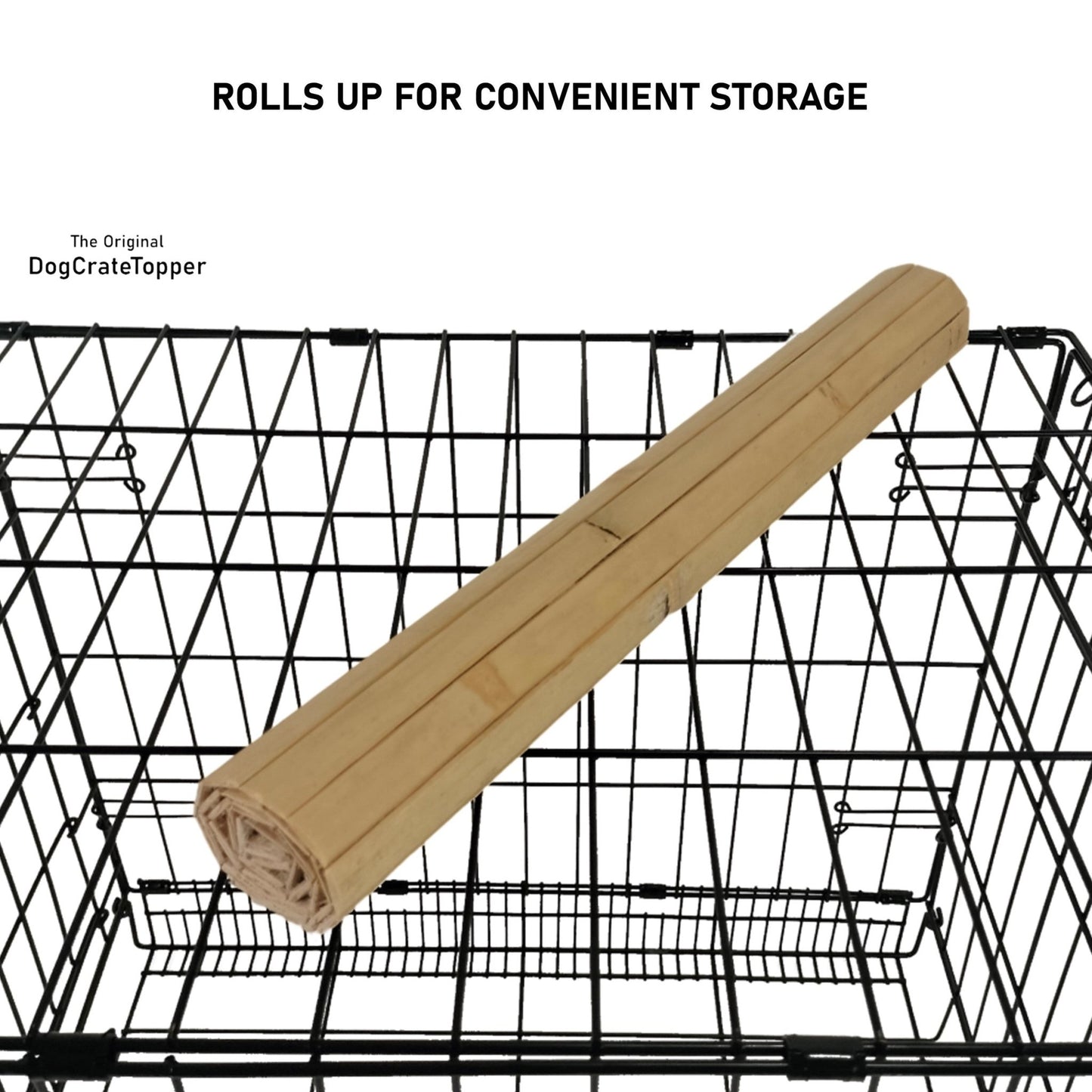 Bamboo Topper, Natural Finish | Stylish Wood Dog Crate Topper - Pet - Safe Finish - dogcratetopper.com