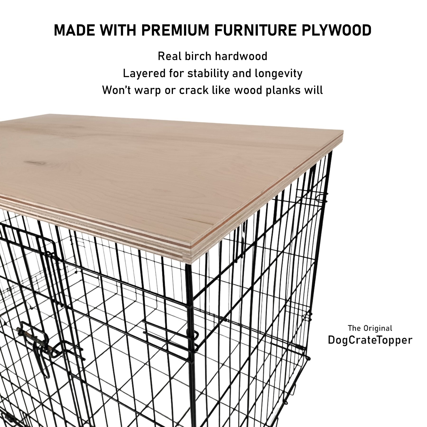 Classic Edge with Medium Brown Finish | Stylish Wood Dog Crate Topper - Secure Fit, Pet - Safe Finish - dogcratetopper.com