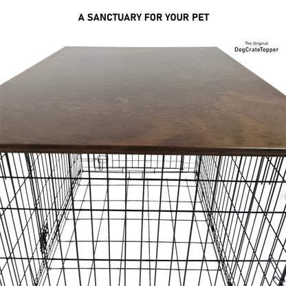 Classic Edge with Medium Brown Finish | Stylish Wood Dog Crate Topper - Secure Fit, Pet - Safe Finish - dogcratetopper.com