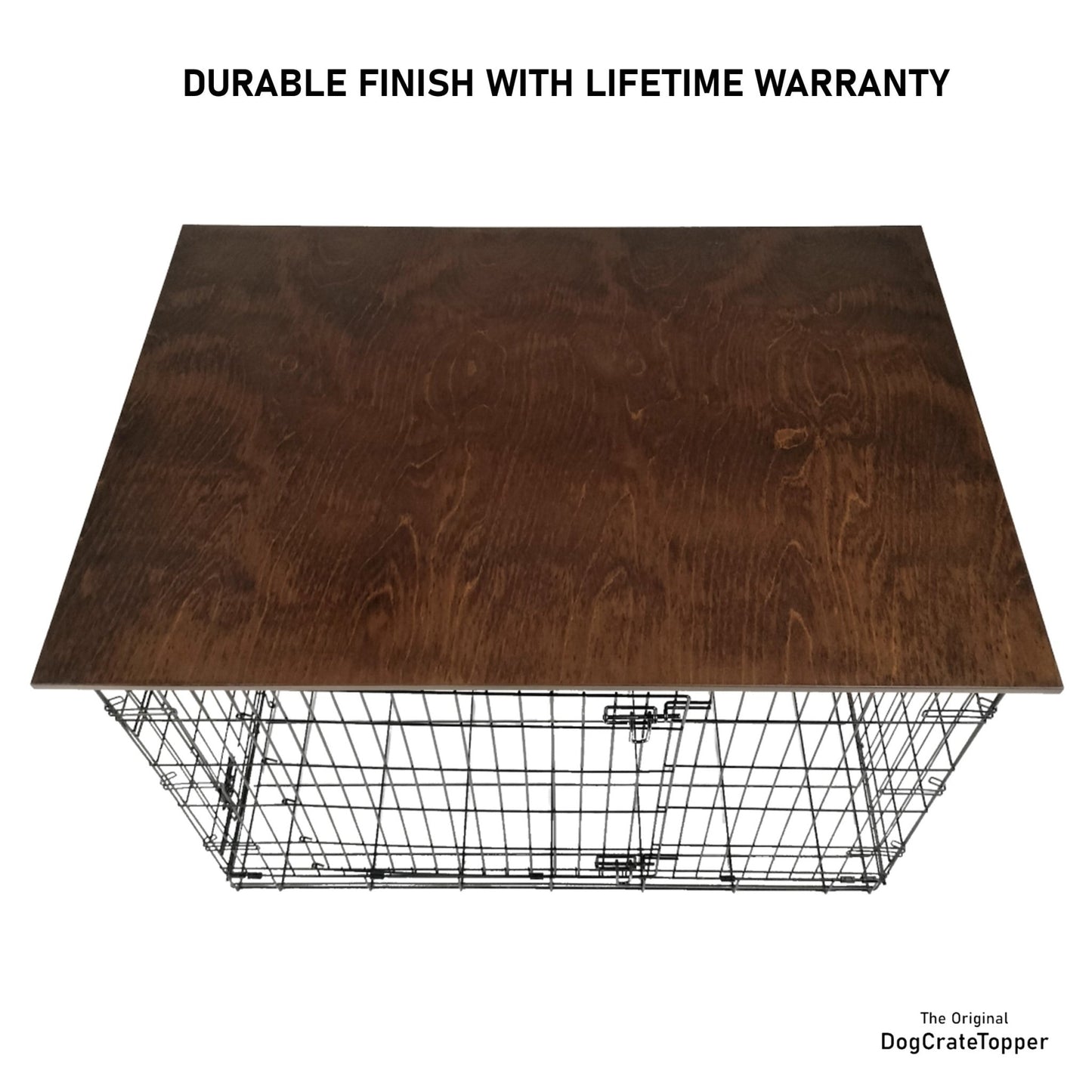 Classic Edge with Medium Brown Finish | Stylish Wood Dog Crate Topper - Secure Fit, Pet - Safe Finish - dogcratetopper.com