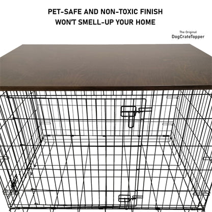 Classic Edge with Medium Brown Finish | Stylish Wood Dog Crate Topper - Secure Fit, Pet - Safe Finish - dogcratetopper.com