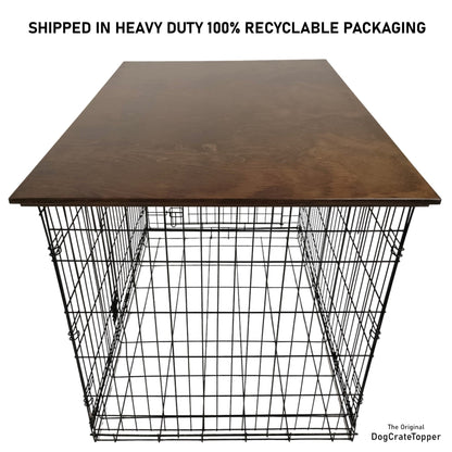 Classic Edge with Medium Brown Finish | Stylish Wood Dog Crate Topper - Secure Fit, Pet - Safe Finish - dogcratetopper.com