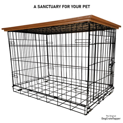 Classic Edge with Pecan Finish | Stylish Wood Dog Crate Topper - Secure Fit, Pet - Safe Finish - dogcratetopper.com