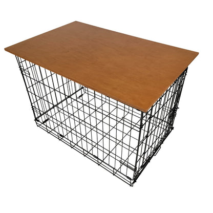 Classic Edge with Pecan Finish | Stylish Wood Dog Crate Topper - Secure Fit, Pet - Safe Finish - dogcratetopper.com