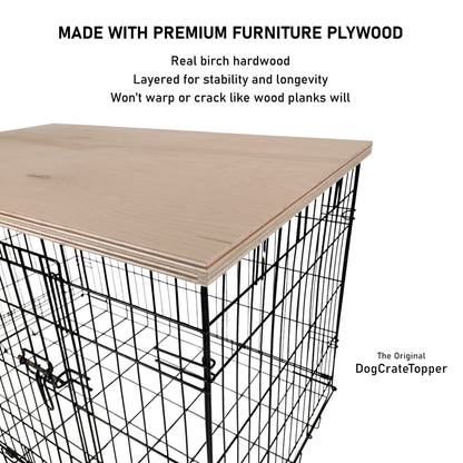 Classic Edge with Pecan Finish | Stylish Wood Dog Crate Topper - Secure Fit, Pet - Safe Finish - dogcratetopper.com