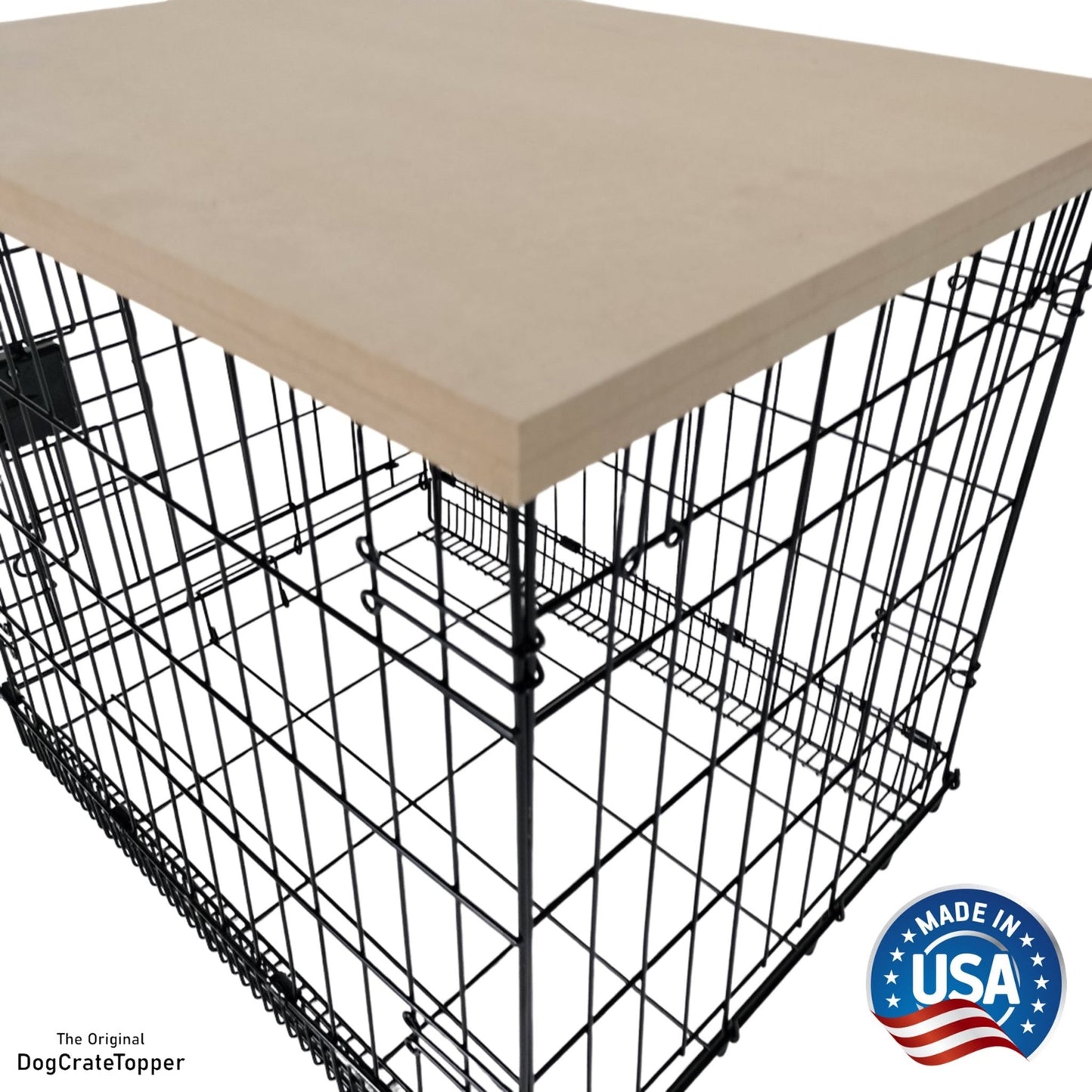 Econo Topper Unfinished | Stylish Wood Dog Crate Topper - Secure Fit, Pet - Safe Finish - dogcratetopper.com