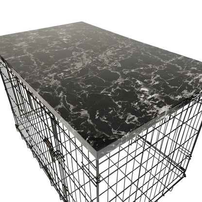 Faux Black Marble Finish | Stylish Wood Dog Crate Topper - Secure Fit, Pet - Safe Finish - dogcratetopper.com