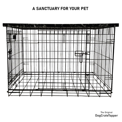 Faux Black Marble Finish | Stylish Wood Dog Crate Topper - Secure Fit, Pet - Safe Finish - dogcratetopper.com