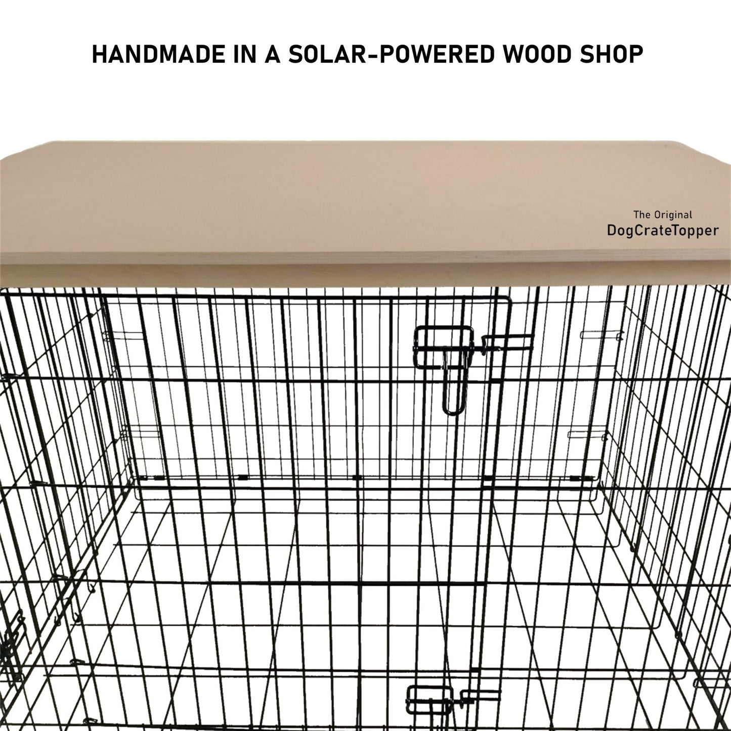 Long and Tall Edge with Whitewash Finish | Stylish Wood Dog Crate Topper - Secure Fit, Pet - Safe Finish - dogcratetopper.com