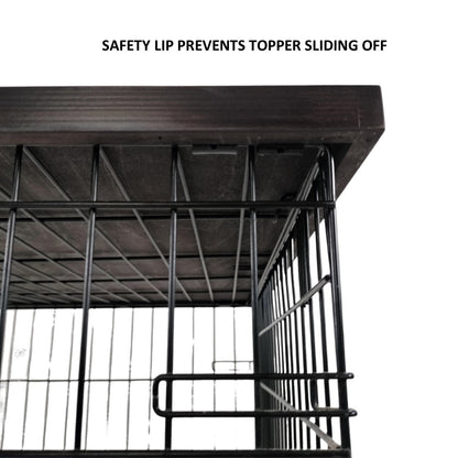 Modern Edge with Dark Brown Finish | Stylish Wood Dog Crate Topper - Secure Fit, Pet - Safe Finish - dogcratetopper.com
