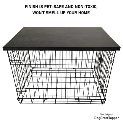 Modern Edge with Ebony Finish | Stylish Wood Dog Crate Topper - Secure Fit, Pet - Safe Finish - dogcratetopper.com
