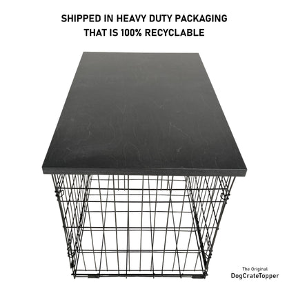 Modern Edge with Ebony Finish | Stylish Wood Dog Crate Topper - Secure Fit, Pet - Safe Finish - dogcratetopper.com
