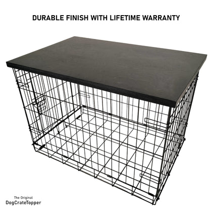 Modern Edge with Ebony Finish | Stylish Wood Dog Crate Topper - Secure Fit, Pet - Safe Finish - dogcratetopper.com