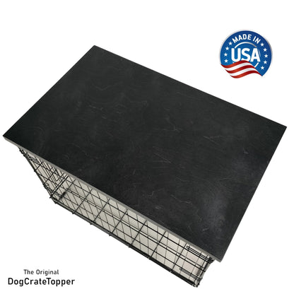 Modern Edge with Ebony Finish | Stylish Wood Dog Crate Topper - Secure Fit, Pet - Safe Finish - dogcratetopper.com