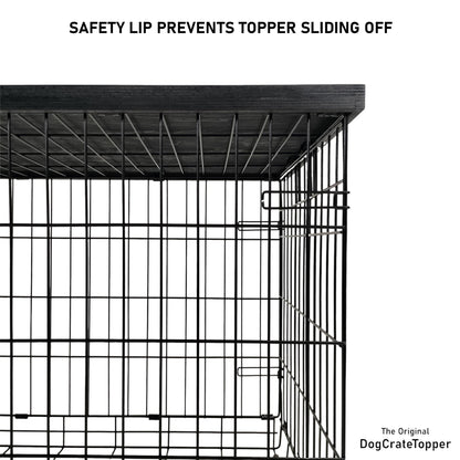 Modern Edge with Ebony Finish | Stylish Wood Dog Crate Topper - Secure Fit, Pet - Safe Finish - dogcratetopper.com