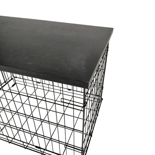 Modern Edge with Ebony Finish | Stylish Wood Dog Crate Topper - Secure Fit, Pet - Safe Finish - dogcratetopper.com