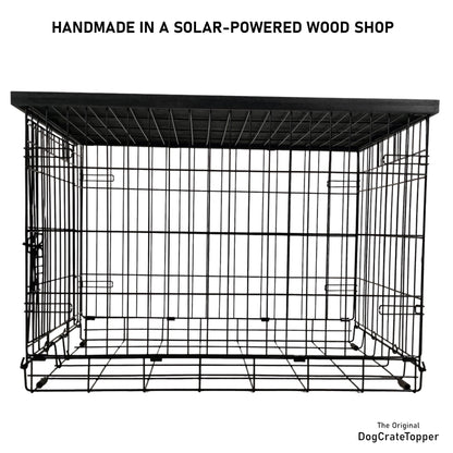 Modern Edge with Ebony Finish | Stylish Wood Dog Crate Topper - Secure Fit, Pet - Safe Finish - dogcratetopper.com